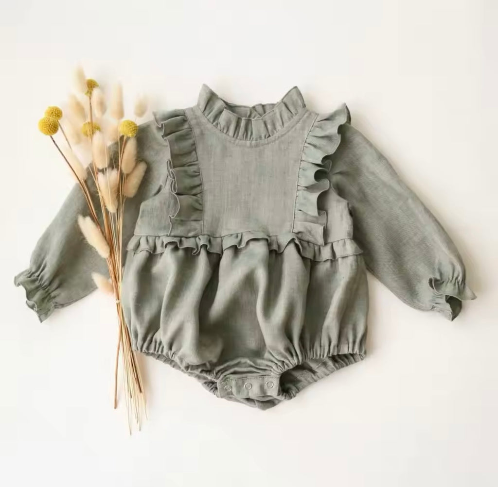 Khaki Ruffle Romper