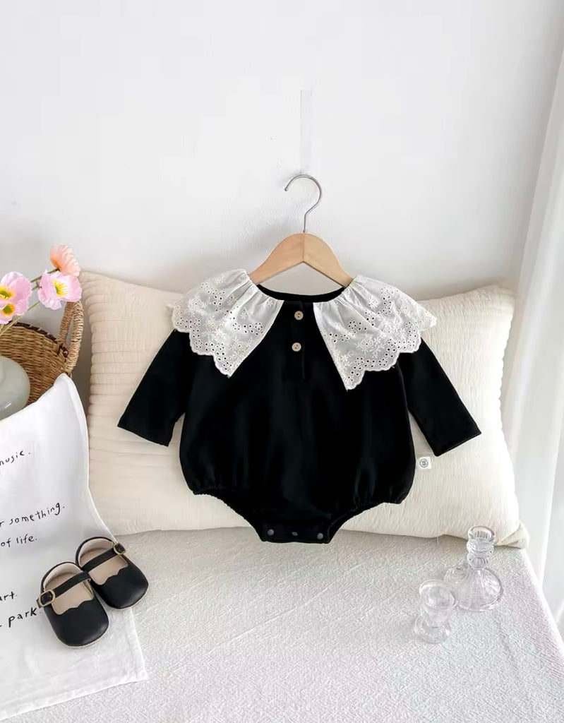 Frill Collar Top Black