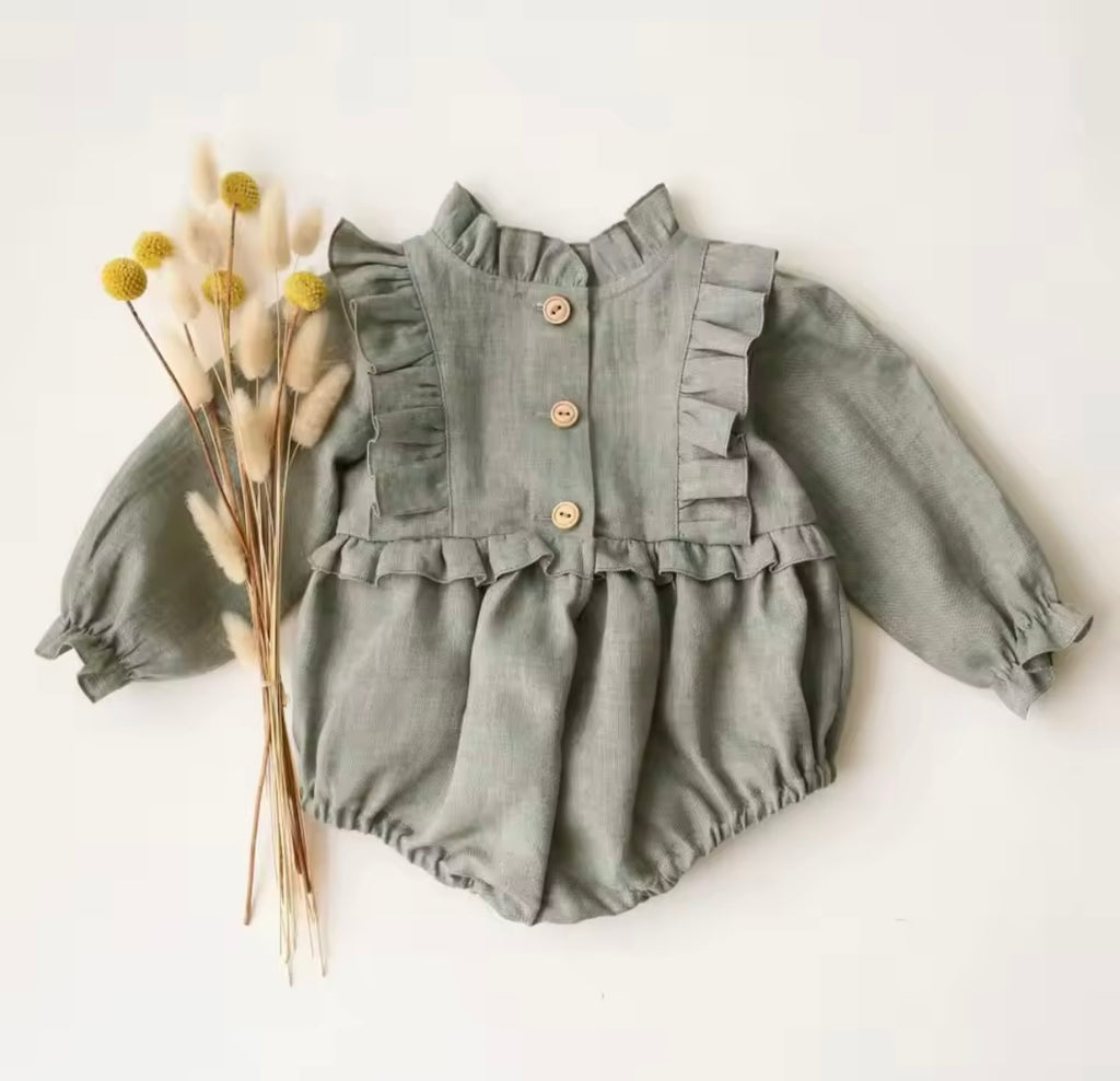 Khaki Ruffle Romper