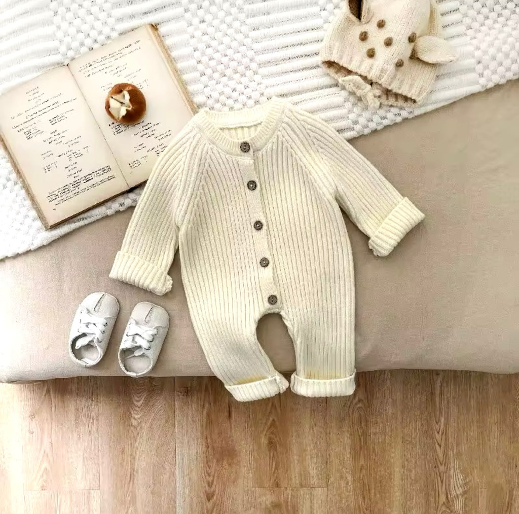 Ribbed Romper Cream