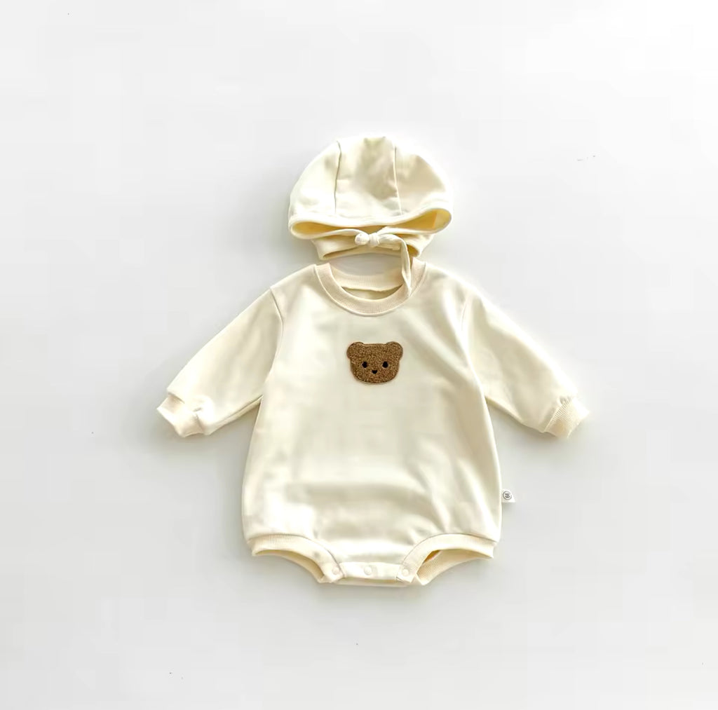 Bear Romper & Hat Cream